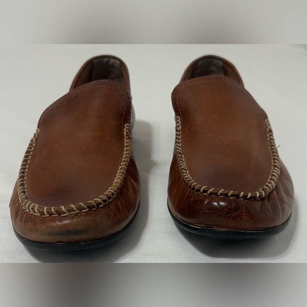 Frye Eddie Club Brown Leather Moc Toe Preppy Comfort Slip on Men’s Loafers